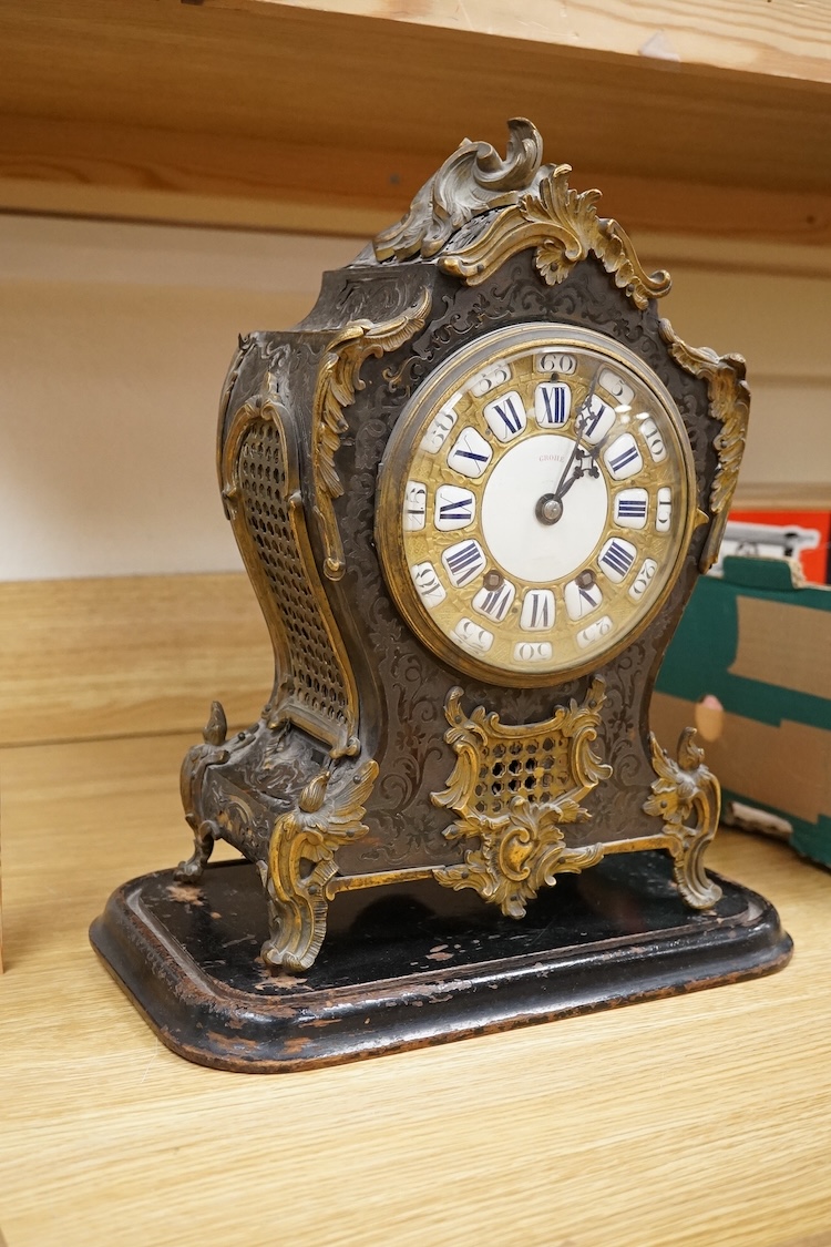 A mid 19th century Louis XV style boulle clock, the dial inscribed Grohé, 37cm high